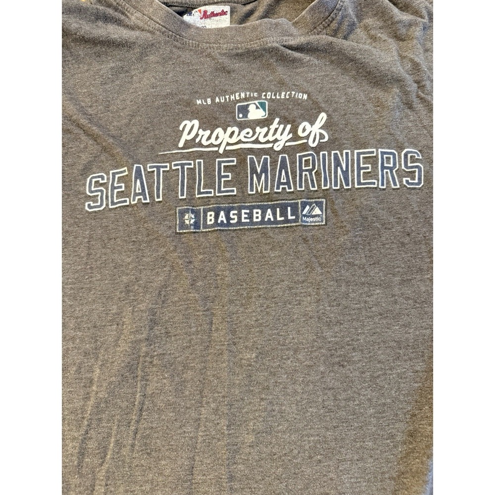 Seattle Mariners Mens 6XL TShirt Gray Short Sleeve Property Of Mariners Majestic - Picture 2 of 5
